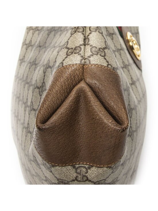 Gucci Vintage GG Babouska Leather Tote Bag Beige Fringe  Gucci Vintage Tote Beige